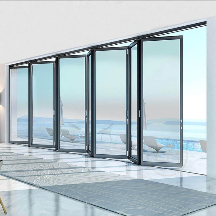 AS2047 Bi Folding Patio Aluminum Folding Door with Double Glass