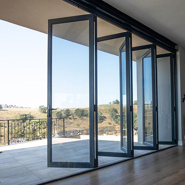 AS2047 Bi Folding Patio Aluminum Folding Door with Double Glass