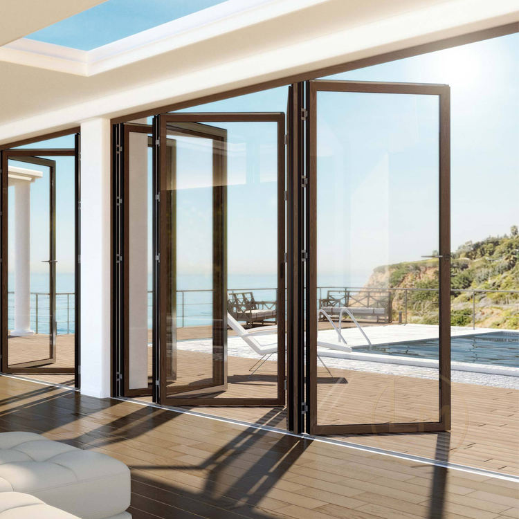 AS2047 Bi Folding Patio Aluminum Folding Door with Double Glass