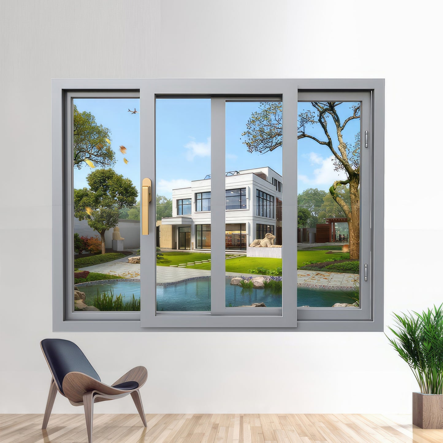 Modern Window Design Soundproof Hurricane Impact Double Glazed Aluminum Sliding Windows