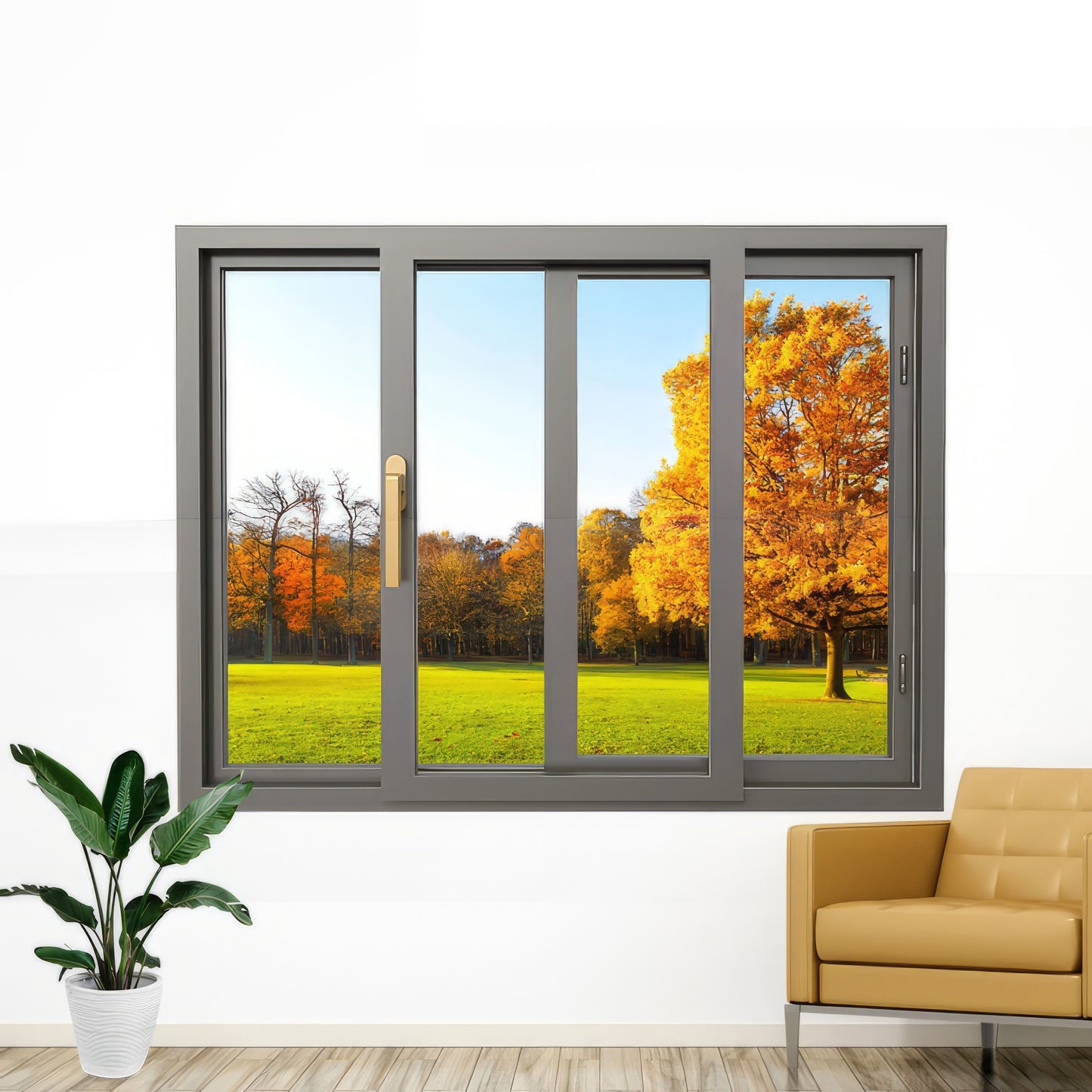 Modern Window Design Soundproof Hurricane Impact Double Glazed Aluminum Sliding Windows