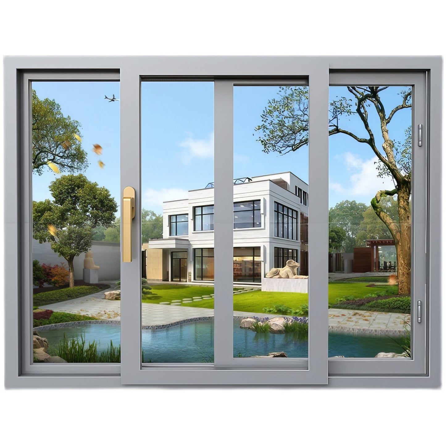 Modern Window Design Soundproof Hurricane Impact Double Glazed Aluminum Sliding Windows