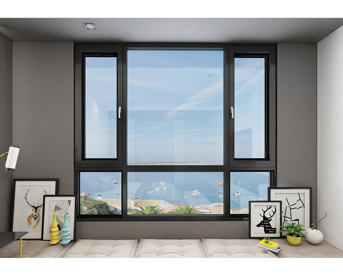 European standard soundproof double glazing aluminum tilt and turn windows hotel aluminum frame glass casement windows