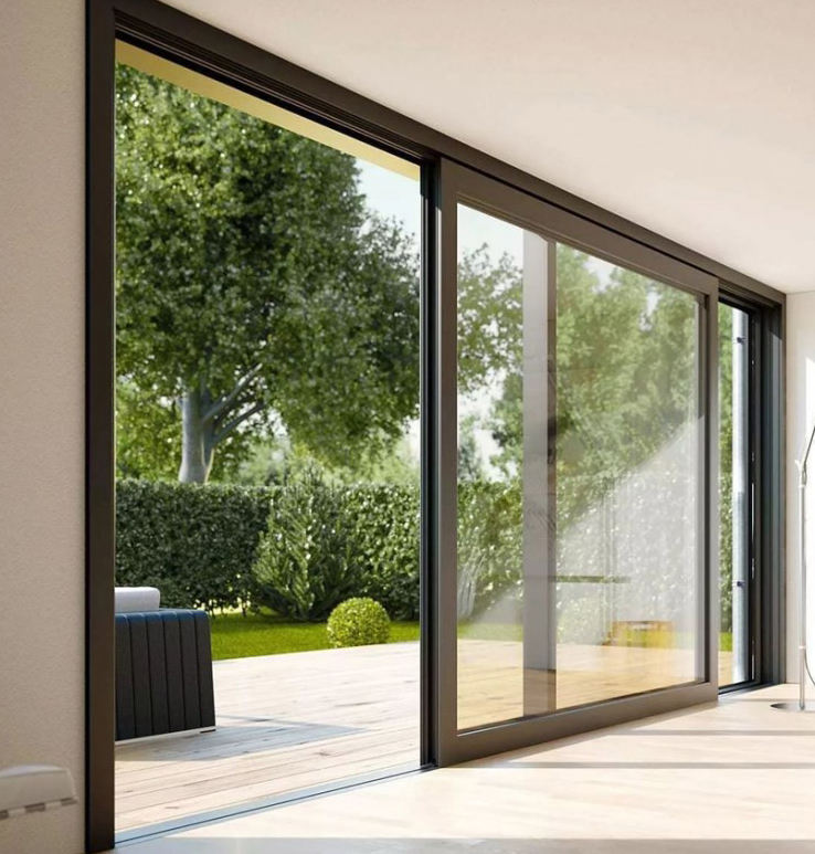 Double glass exterior modern doors with built-in blinds modern design aluminium sliding doors